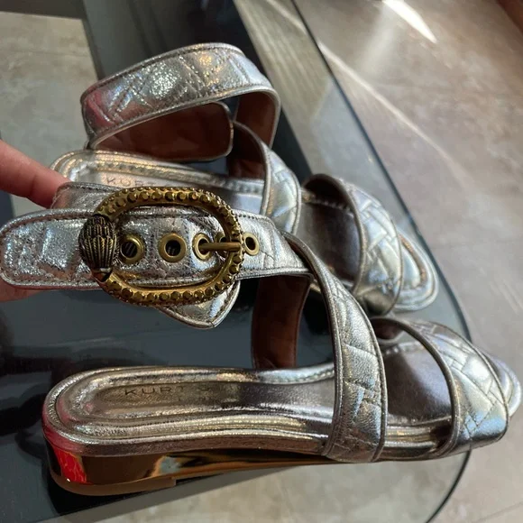 Kurt Geiger London Silver Mayfair Wrap Sandal Size 6.5